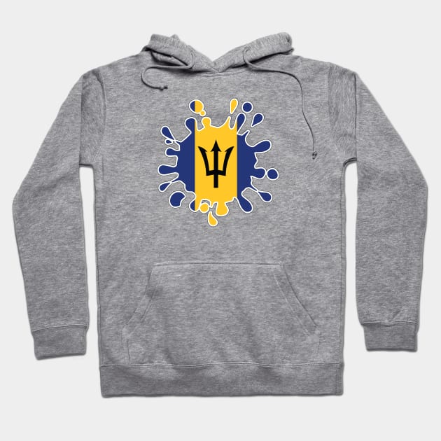 Barbados National Flag Paint Splash Hoodie by IslandConcepts